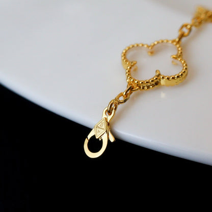 [⭐Haelin Jewelry]CLOVER 5 MOTIF ROCK CRYSTAL BRACELET