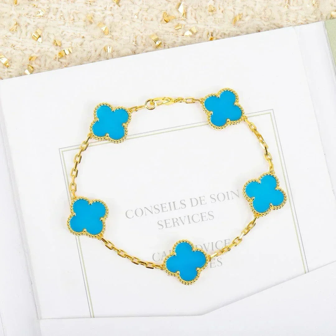 [⭐Haelin Jewelry] CLOVER 5 MOTIF TURQUOISE BRACELET COLLECTION