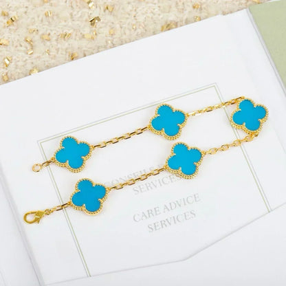 [⭐Haelin Jewelry] CLOVER 5 MOTIF TURQUOISE BRACELET COLLECTION