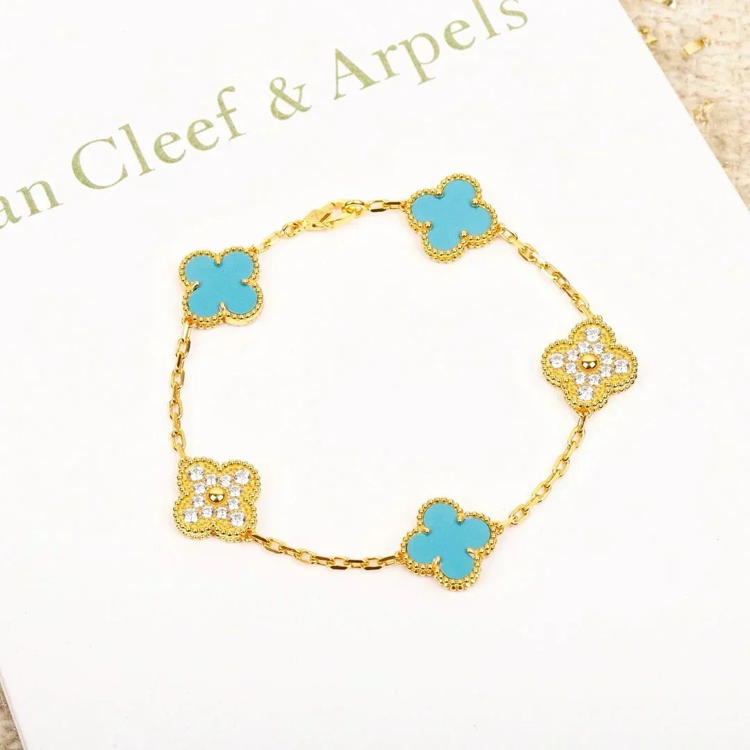 [⭐Haelin Jewelry] CLOVER 5 MOTIF TURQUOISE BRACELET COLLECTION