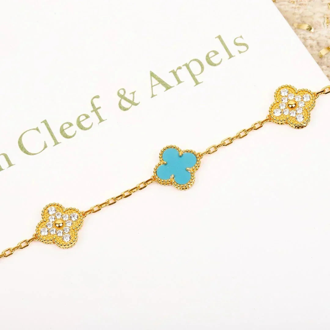 [⭐Haelin Jewelry] CLOVER 5 MOTIF TURQUOISE BRACELET COLLECTION
