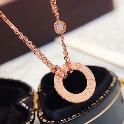 [⭐Haelin Jewelry]LOVE NECKLACE 16MM 2 DIAMONDS