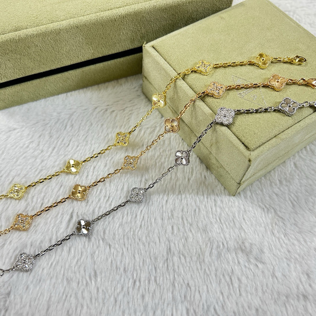[⭐Haelin Jewelry]CLOVER 6 MOTIF DIAMOND LASER BRACELET