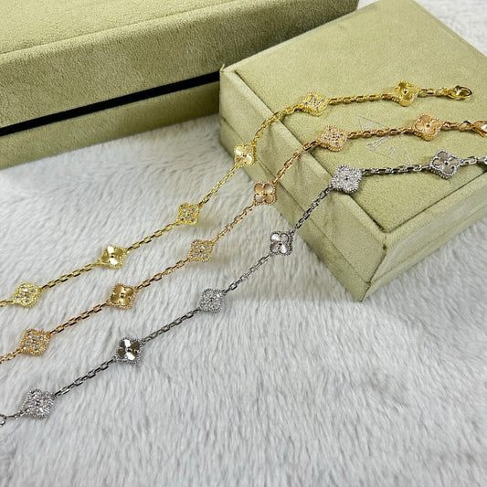 [⭐Haelin Jewelry]CLOVER 6 MOTIF DIAMOND LASER BRACELET
