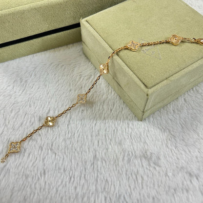 [⭐Haelin Jewelry]CLOVER 6 MOTIF DIAMOND LASER BRACELET