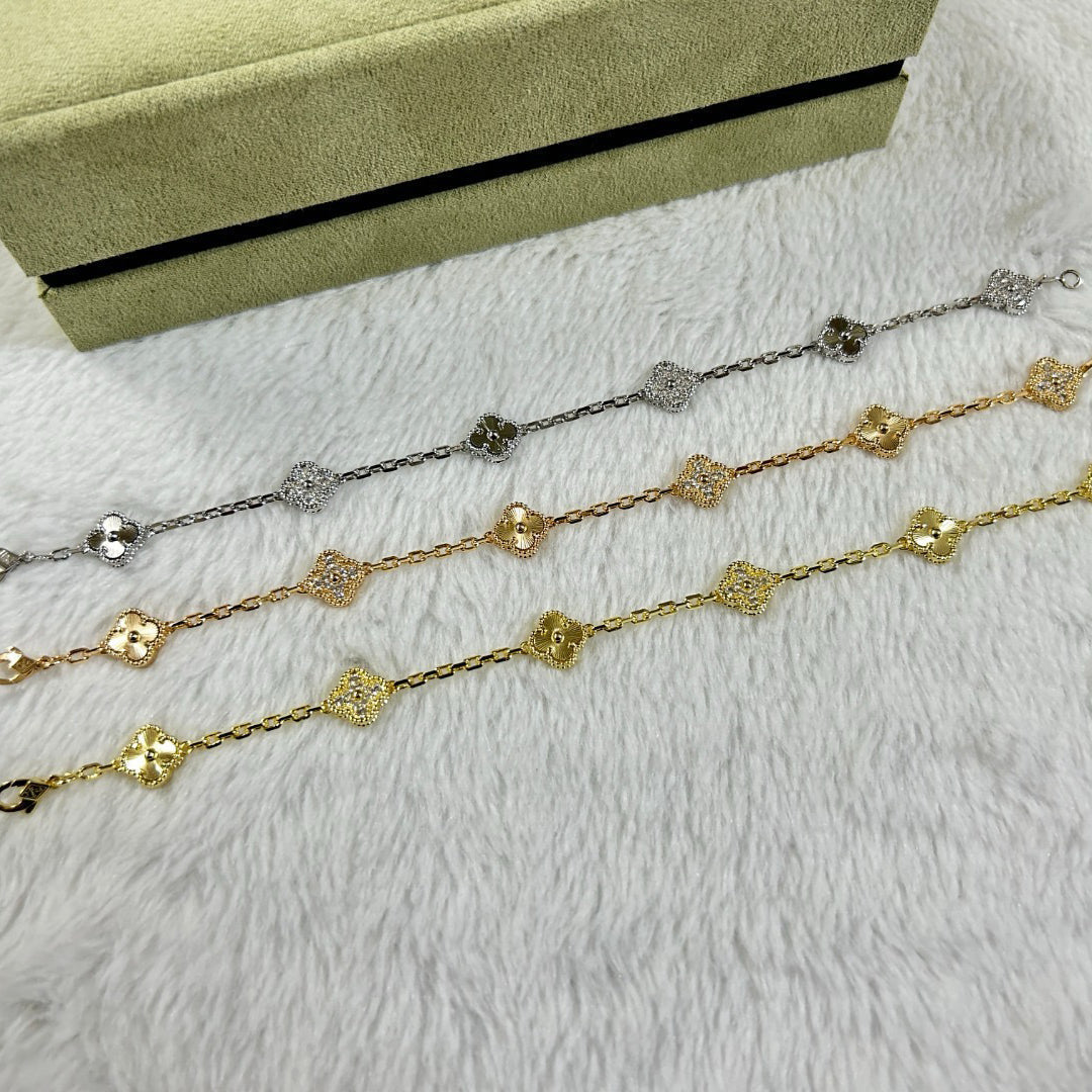 [⭐Haelin Jewelry]CLOVER 6 MOTIF DIAMOND LASER BRACELET