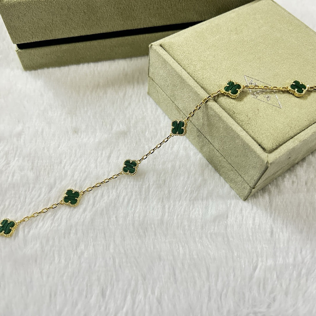 [⭐Haelin Jewelry]CLOVER 6 MOTIF MALACHITE BRACELET
