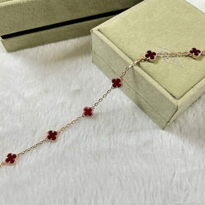 [⭐Haelin Jewelry]CLOVER 6 MOTIF RED AGATE BRACELET