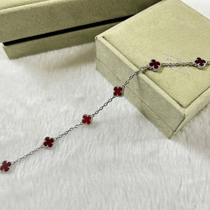 [⭐Haelin Jewelry]CLOVER 6 MOTIF RED AGATE BRACELET