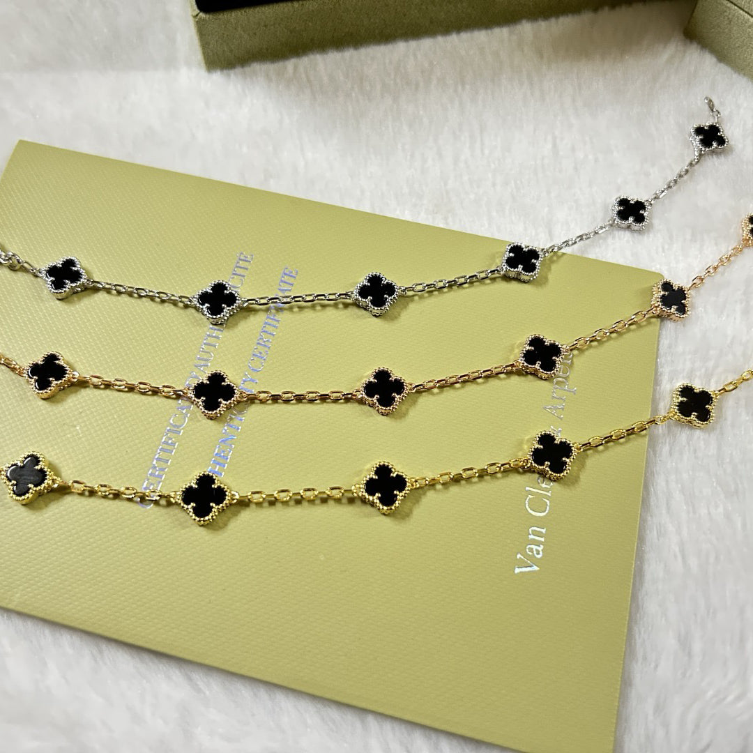 [⭐Haelin Jewelry]CLOVER 6 MOTIF  ONYXS BRACELET