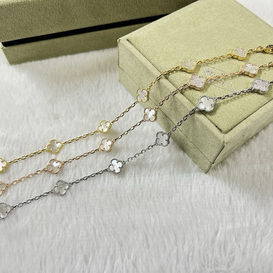 [⭐Haelin Jewelry]CLOVER 6 MOTIF WHITE MOP BRACELET