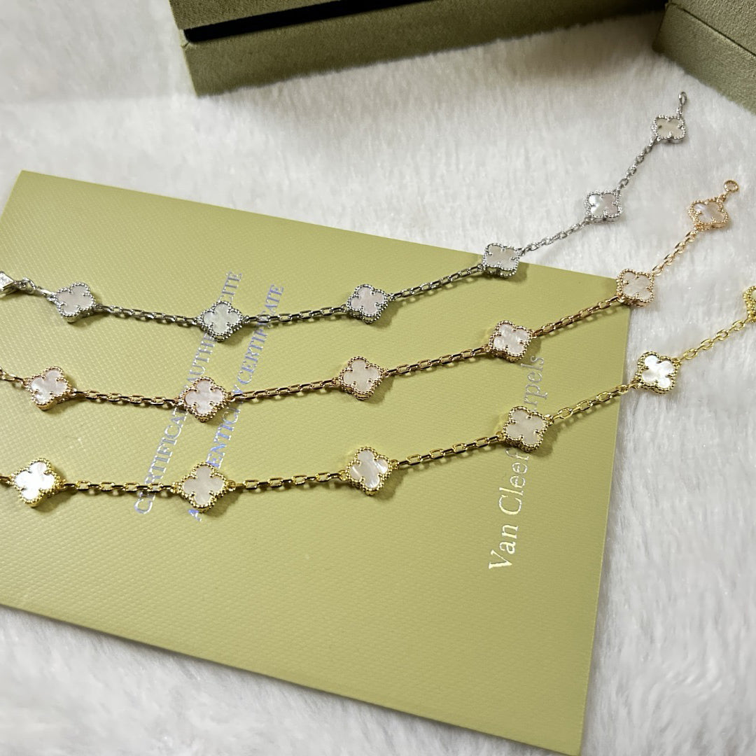 [⭐Haelin Jewelry]CLOVER 6 MOTIF WHITE MOP BRACELET