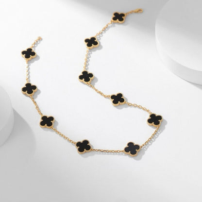 [⭐Haelin Jewelry]CLOVER 10 MOTIFS ONYX NECKLACE