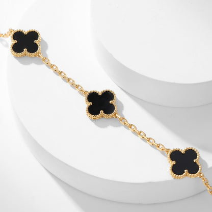 [⭐Haelin Jewelry]CLOVER 10 MOTIFS ONYX NECKLACE