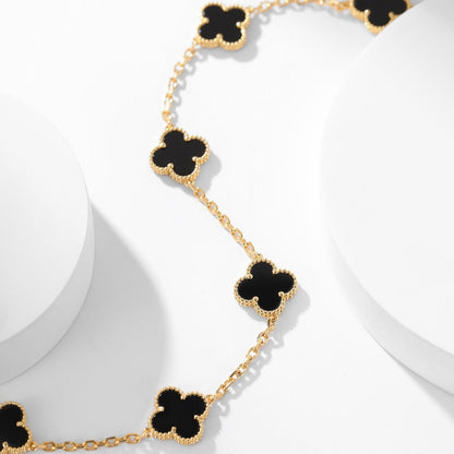 [⭐Haelin Jewelry]CLOVER 10 MOTIFS ONYX NECKLACE