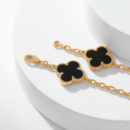 [⭐Haelin Jewelry]CLOVER 10 MOTIFS ONYX NECKLACE