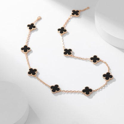 [⭐Haelin Jewelry]CLOVER 10 MOTIFS ONYX NECKLACE
