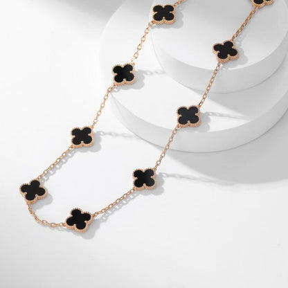 [⭐Haelin Jewelry]CLOVER 10 MOTIFS ONYX NECKLACE