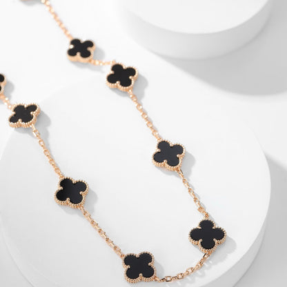 [⭐Haelin Jewelry]CLOVER 10 MOTIFS ONYX NECKLACE