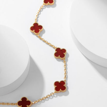 [⭐Haelin Jewelry]CLOVER 10 MOTIFS CARNELIAN NECKLACE