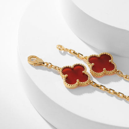 [⭐Haelin Jewelry]CLOVER 10 MOTIFS CARNELIAN NECKLACE