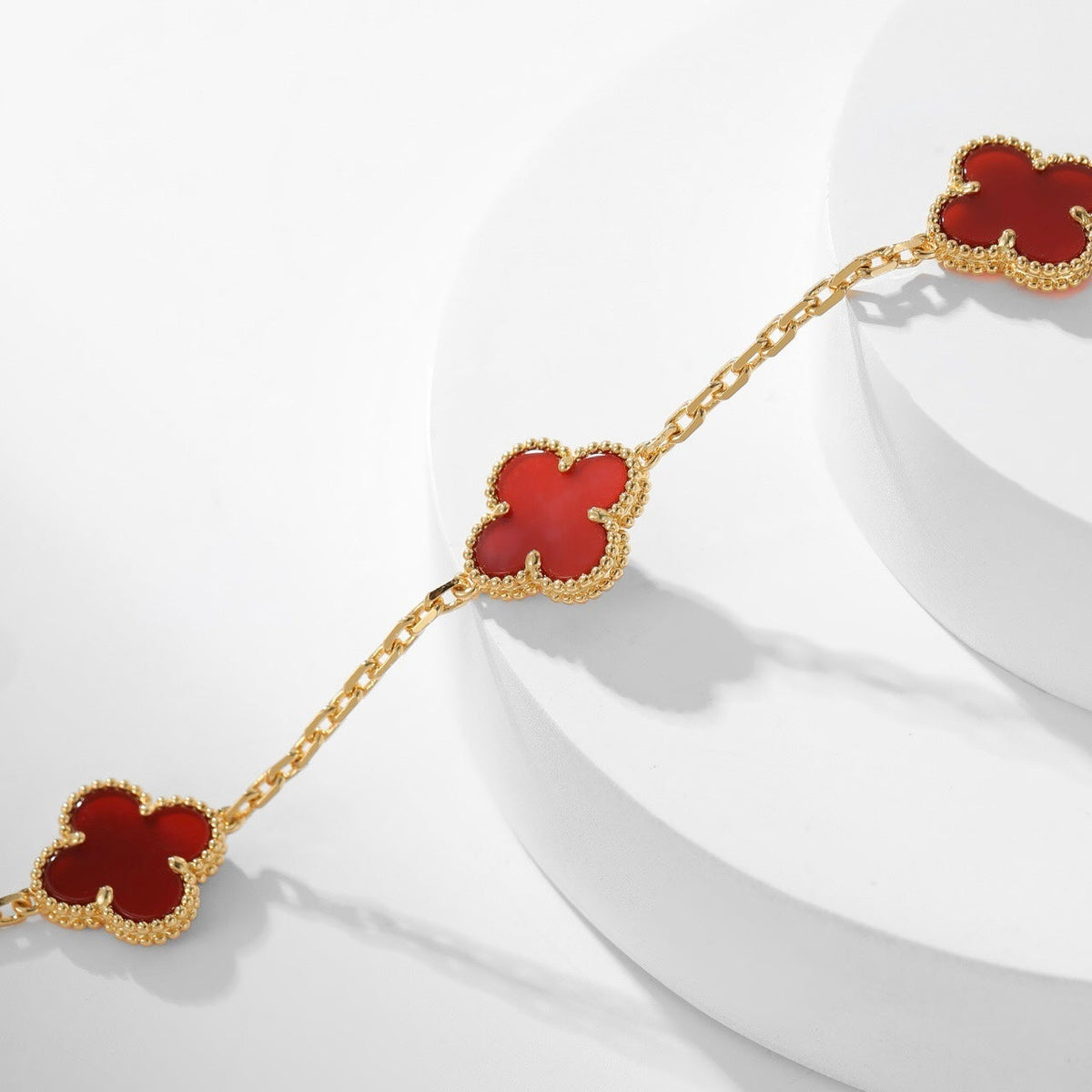 [⭐Haelin Jewelry]CLOVER 10 MOTIFS CARNELIAN NECKLACE