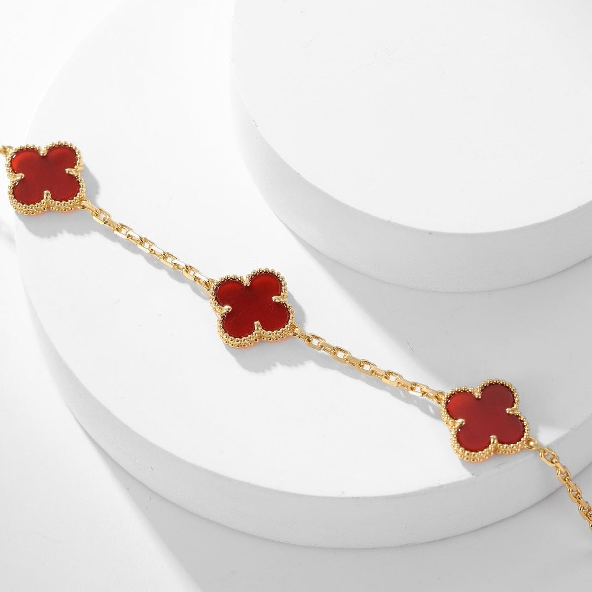 [⭐Haelin Jewelry]CLOVER 10 MOTIFS CARNELIAN NECKLACE