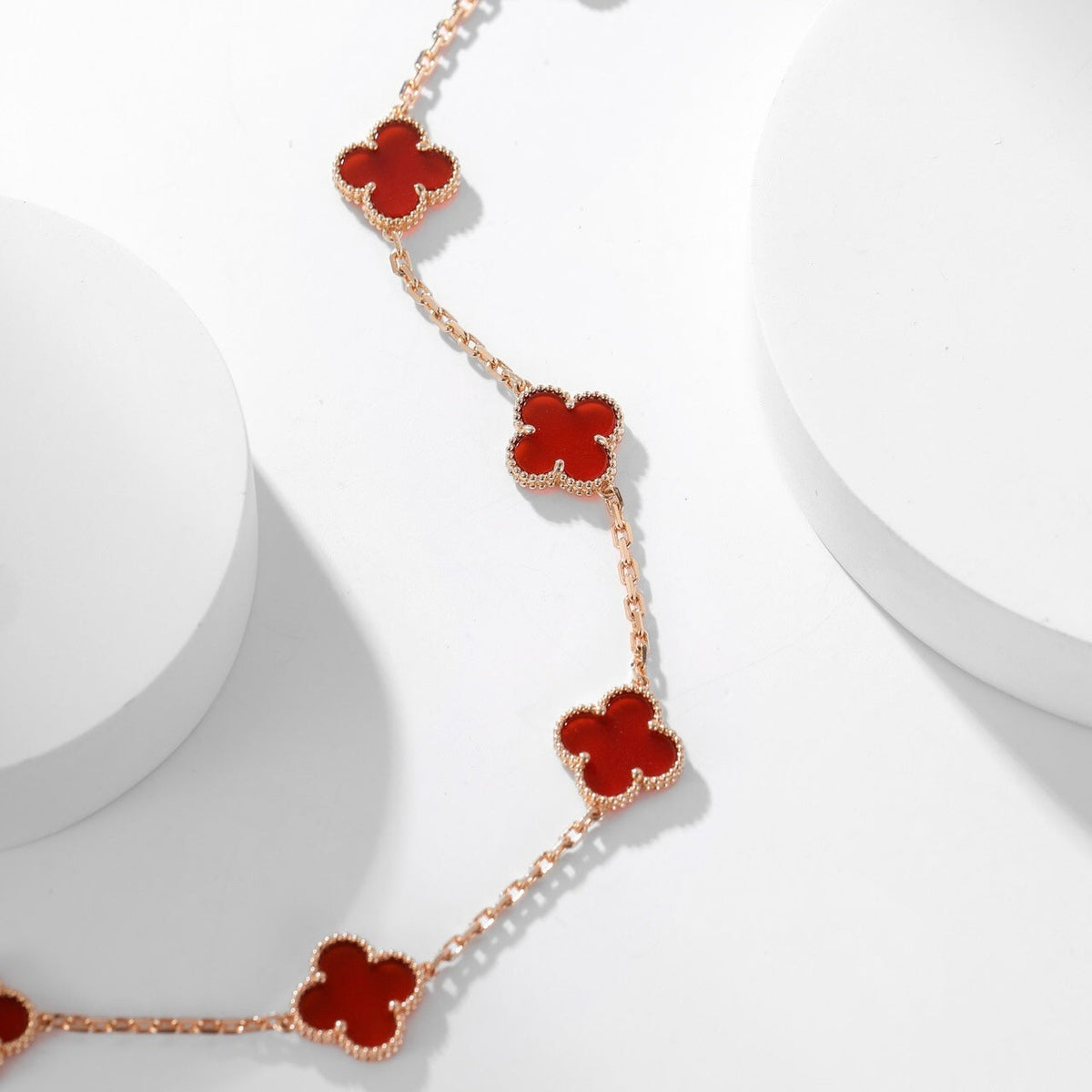 [⭐Haelin Jewelry]CLOVER 10 MOTIFS CARNELIAN NECKLACE
