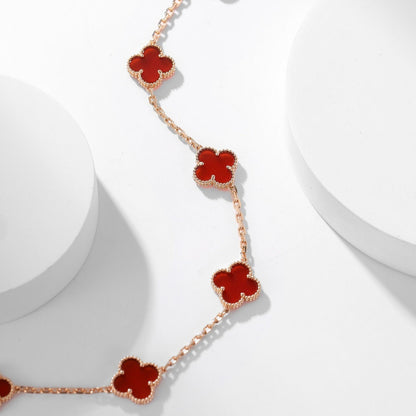 [⭐Haelin Jewelry]CLOVER 10 MOTIFS CARNELIAN NECKLACE
