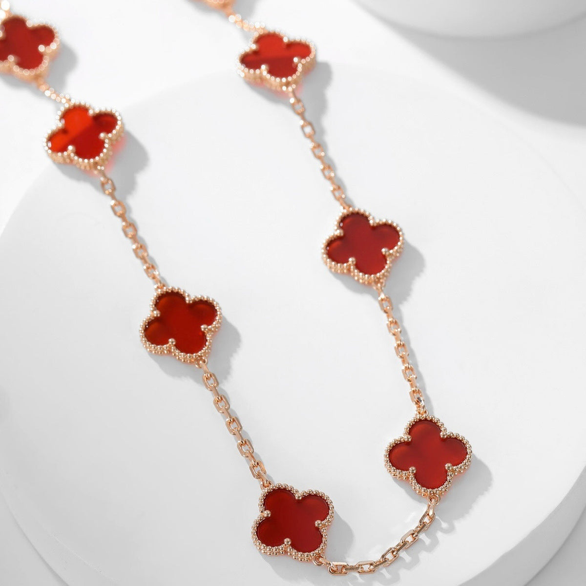 [⭐Haelin Jewelry]CLOVER 10 MOTIFS CARNELIAN NECKLACE