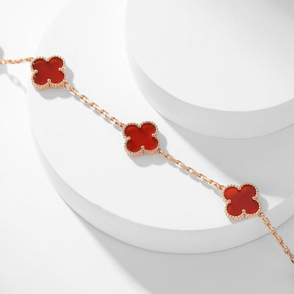 [⭐Haelin Jewelry]CLOVER 10 MOTIFS CARNELIAN NECKLACE