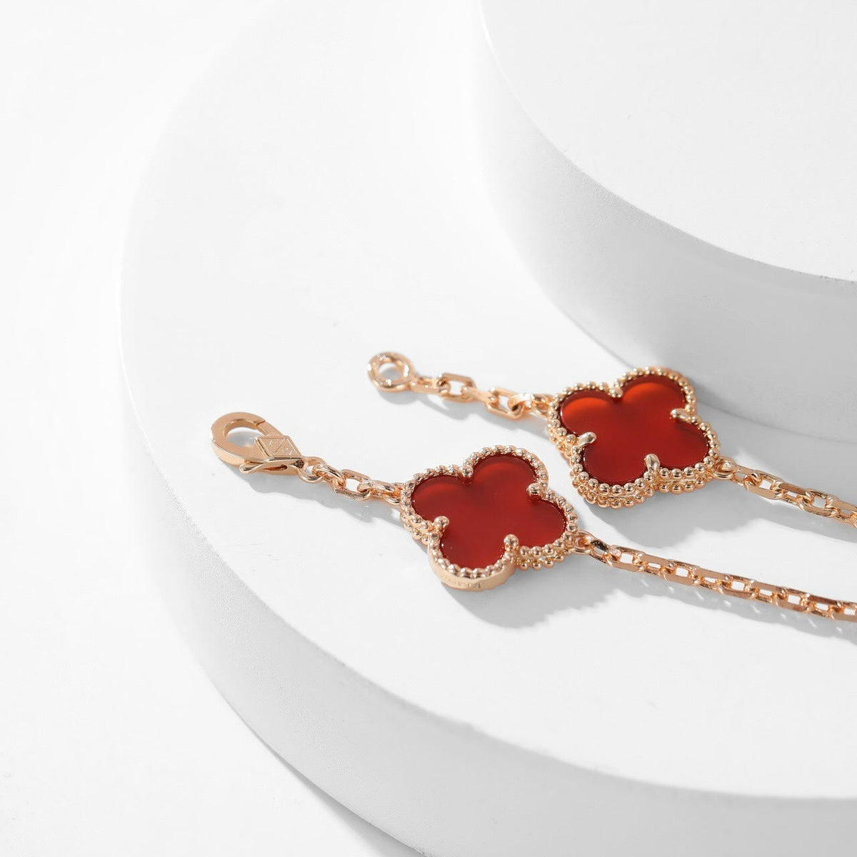[⭐Haelin Jewelry]CLOVER 10 MOTIFS CARNELIAN NECKLACE