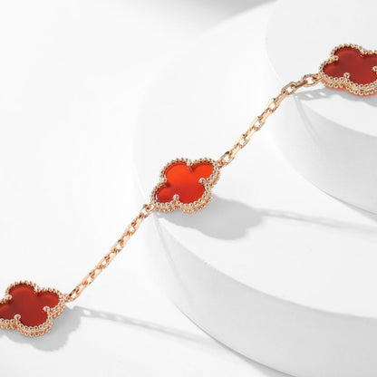 [⭐Haelin Jewelry]CLOVER 10 MOTIFS CARNELIAN NECKLACE