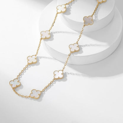 [⭐Haelin Jewelry]CLOVER 10 MOTIFS WHITE MOTHER OF PEARL NECKLACE