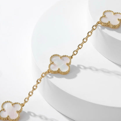 [⭐Haelin Jewelry]CLOVER 10 MOTIFS WHITE MOTHER OF PEARL NECKLACE