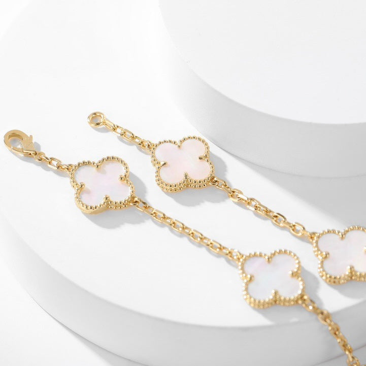 [⭐Haelin Jewelry]CLOVER 10 MOTIFS WHITE MOTHER OF PEARL NECKLACE