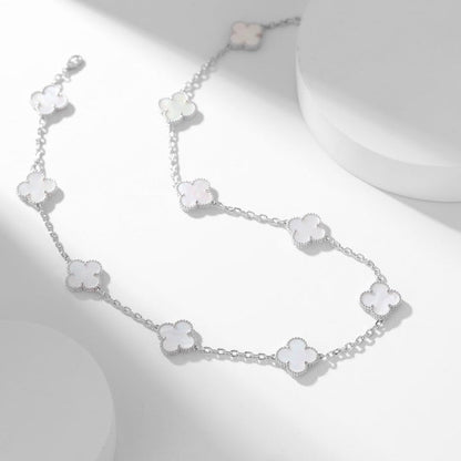 [⭐Haelin Jewelry]CLOVER 10 MOTIFS WHITE MOTHER OF PEARL NECKLACE