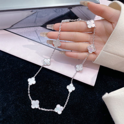 [⭐Haelin Jewelry]CLOVER 10 MOTIFS WHITE MOTHER OF PEARL NECKLACE