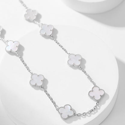 [⭐Haelin Jewelry]CLOVER 10 MOTIFS WHITE MOTHER OF PEARL NECKLACE