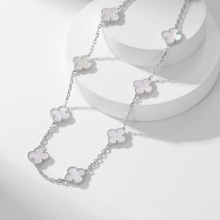 [⭐Haelin Jewelry]CLOVER 10 MOTIFS WHITE MOTHER OF PEARL NECKLACE