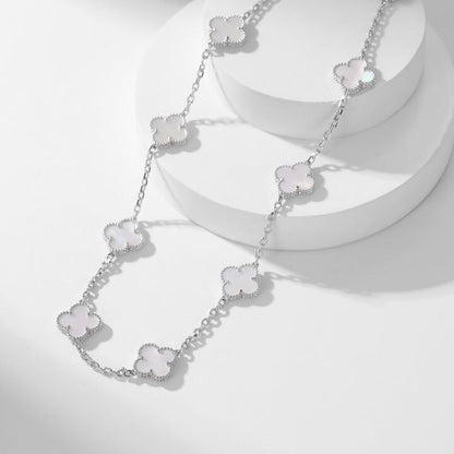 [⭐Haelin Jewelry]CLOVER 10 MOTIFS WHITE MOTHER OF PEARL NECKLACE