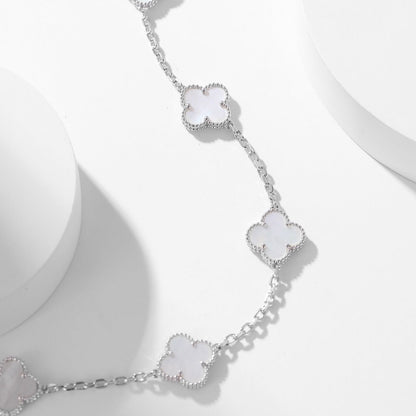 [⭐Haelin Jewelry]CLOVER 10 MOTIFS WHITE MOTHER OF PEARL NECKLACE