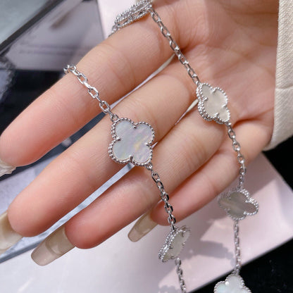 [⭐Haelin Jewelry]CLOVER 10 MOTIFS WHITE MOTHER OF PEARL NECKLACE
