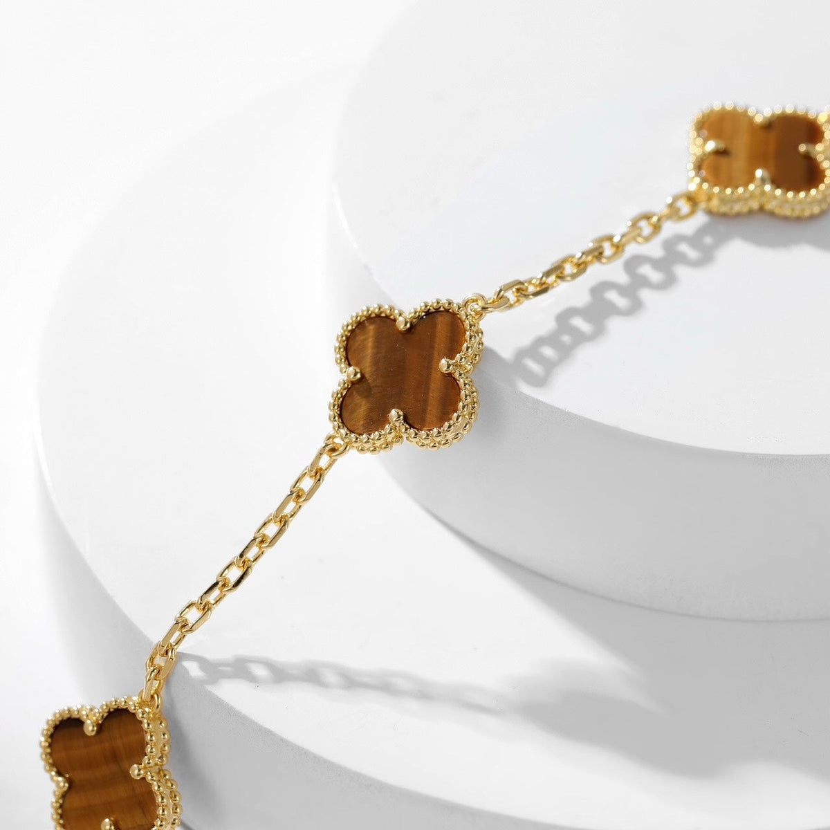 [⭐Haelin Jewelry]CLOVER 10 MOTIFS TIGER EYE NECKLACE