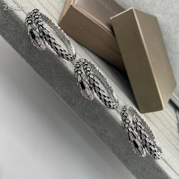 [⭐Haelin Jewelry]NEW OBSIDIAN & DIAMOND SERPENT BRACELET