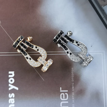 [⭐Haelin Jewelry]FORCE LARGE HORSESHOE BLACK WHITE DIAMOND BRACELET ROSE GOLD