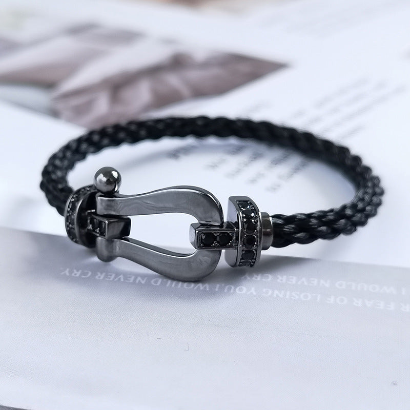 [⭐Haelin Jewelry]FORCE LARGE SERIES HORSESHOE BLACK SAMURAI BRACELET