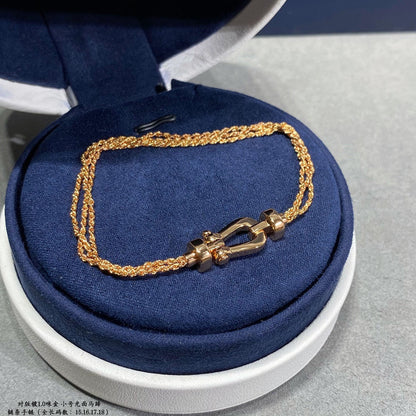 [⭐Haelin Jewelry]FORCE SMALL HORSESHOE  DIAMOND CHAIN ROPE BRACELET