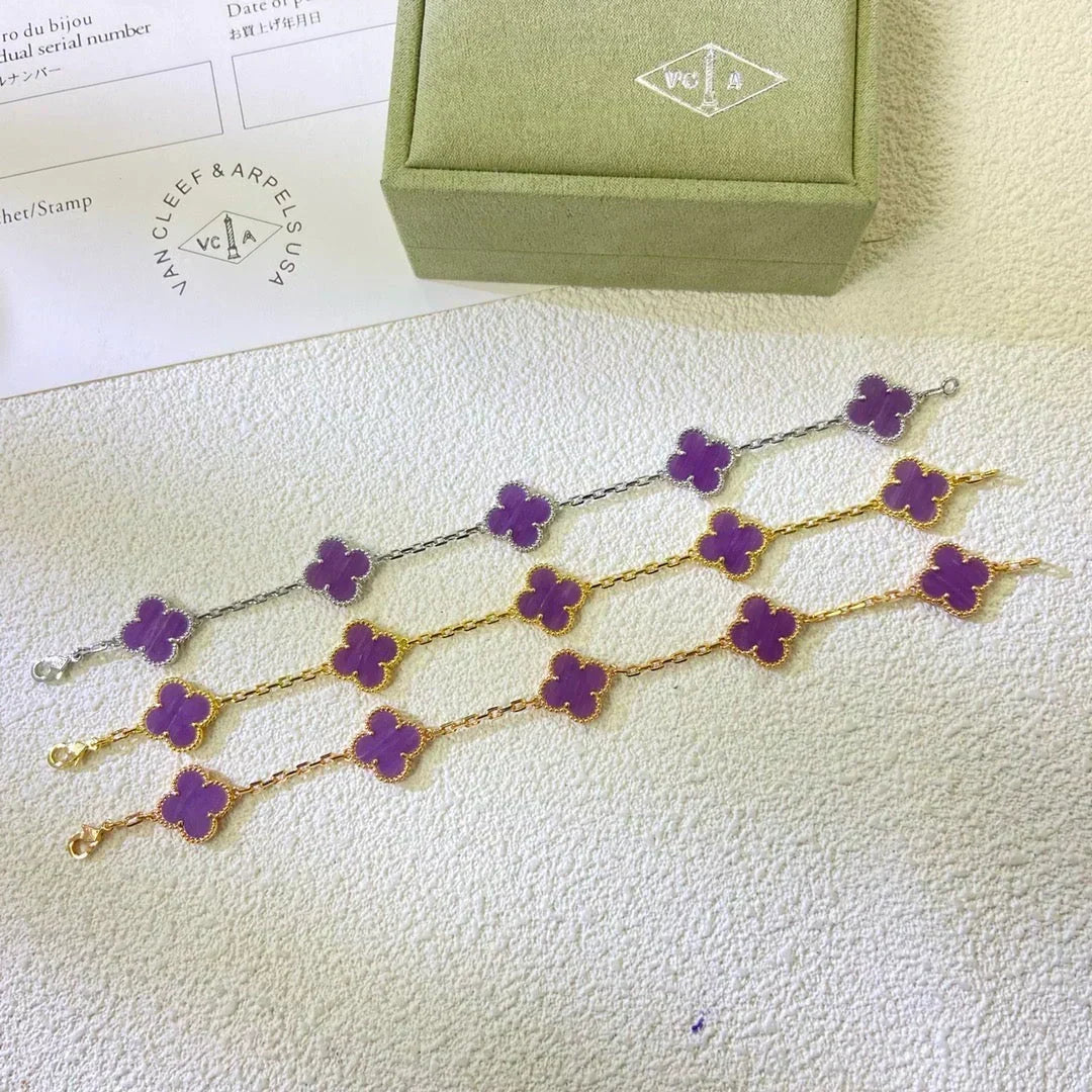 [⭐Haelin Jewelry] CLOVER 5 MOTIF VIOLET BRACELET COLLECTION