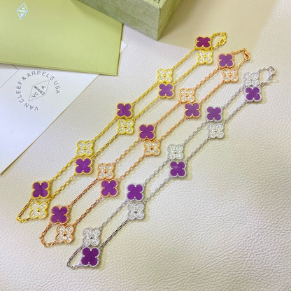 [⭐Haelin Jewelry Jewelry]CLOVER 10 MOTIFS  PURPLE VIOLET DIAMOND NECKLACE